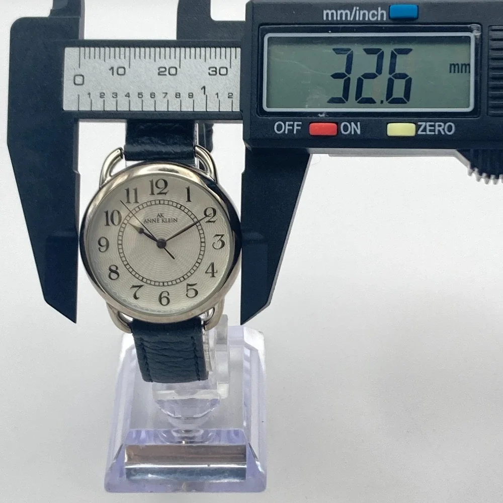 Anne Klein Women's Watch 33mm Silver Tone Easy Reader Leather New Battery 8